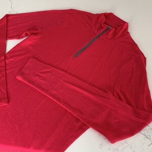 Icebreaker Womens BodyFit Basic 200 Red Merino 1/4 Zip Baselayer